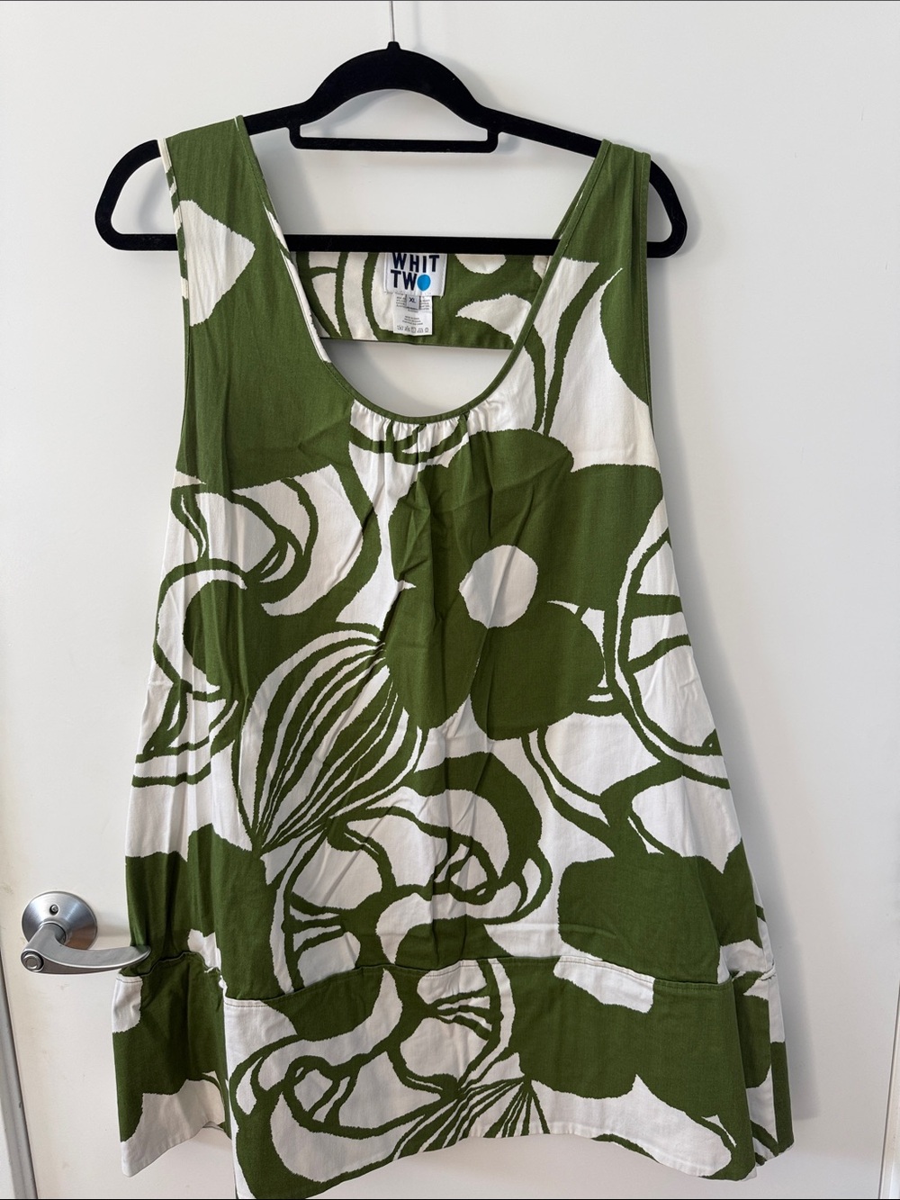 Green & White Floral Tank Dress